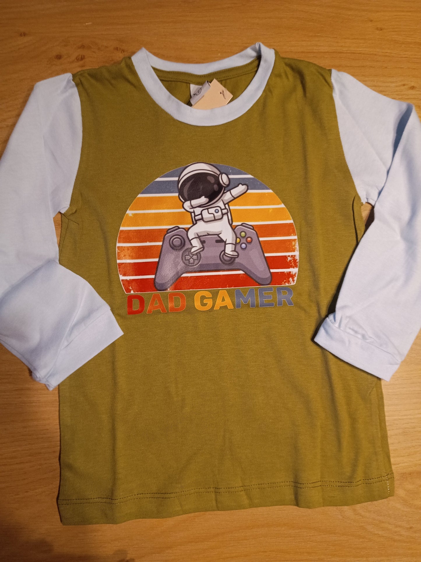 Tshirt green Dad gamer boy