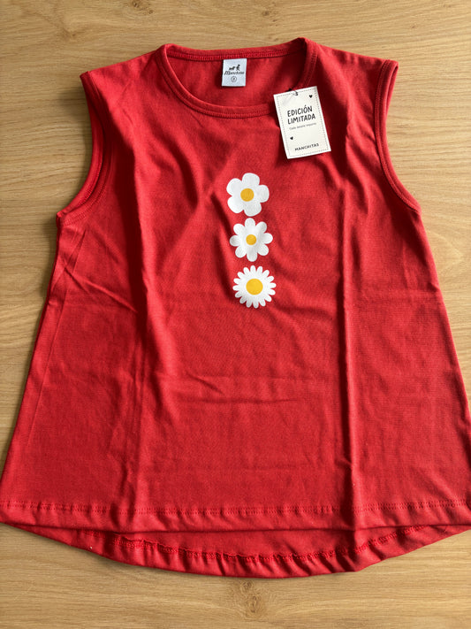 Red sleeveless T-shirt