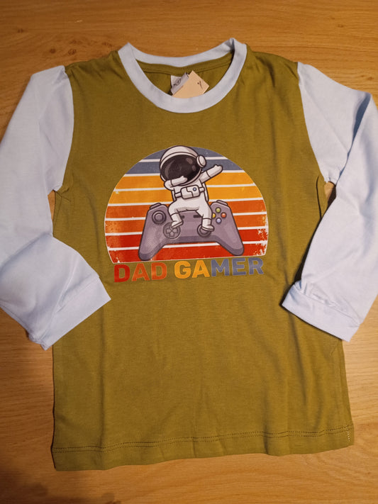 Tshirt green Dad gamer boy